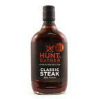Hunt & Gather Classic Steak BBQ Sauce, a 375ml dark glass bottle with a black label