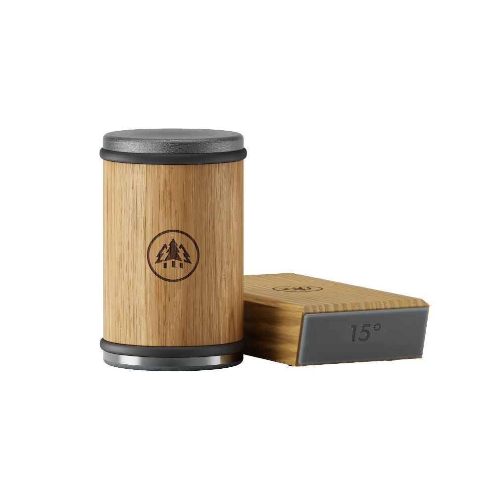 HORL 3 Oak whetstone sharpener with a wooden base and a grey stone