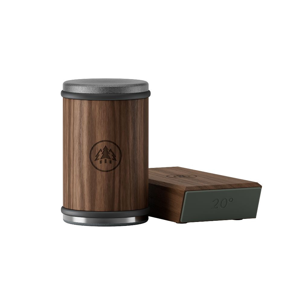 HORL 3 Walnut whetstone sharpener with a wooden base and a dark stone