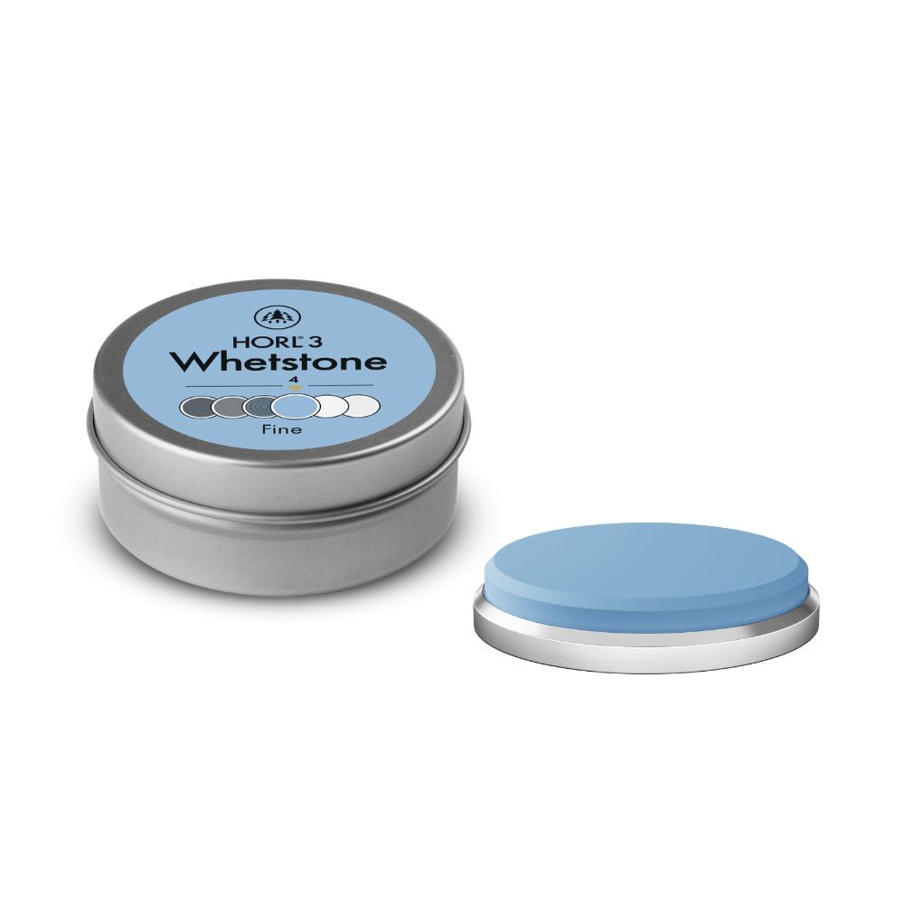 HORL 3 fine whetstone in a round tin with a blue lid