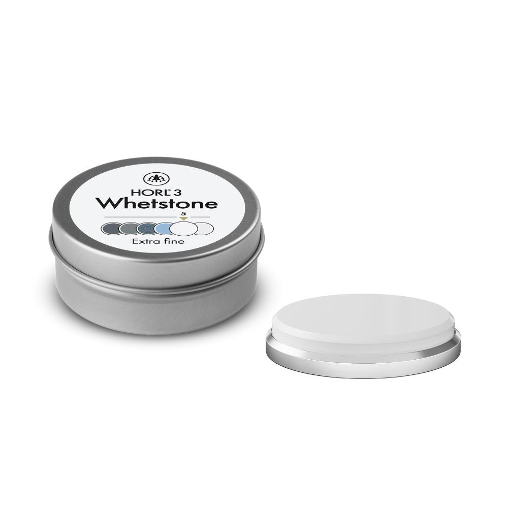 HORL 3 extra fine whetstone in a round tin with a white lid