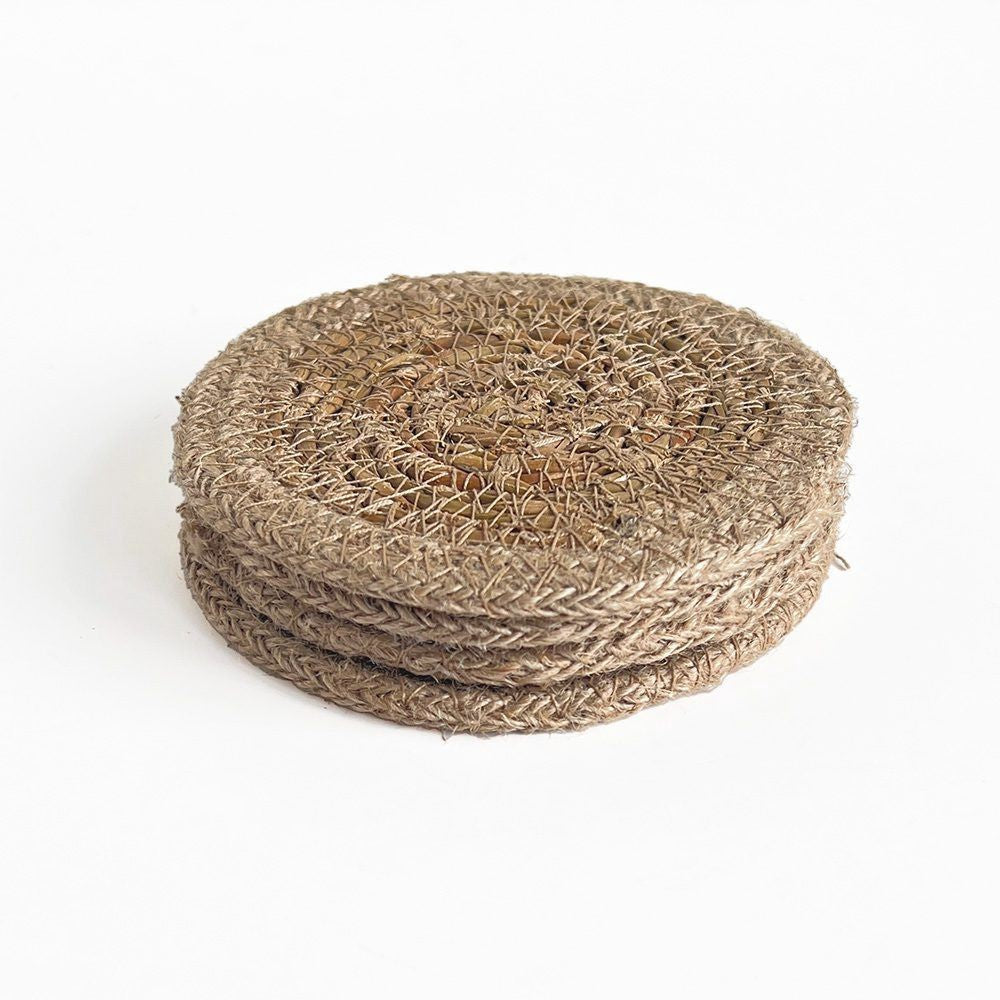 Linens & More Seagrass/Jute Round Coaster Set