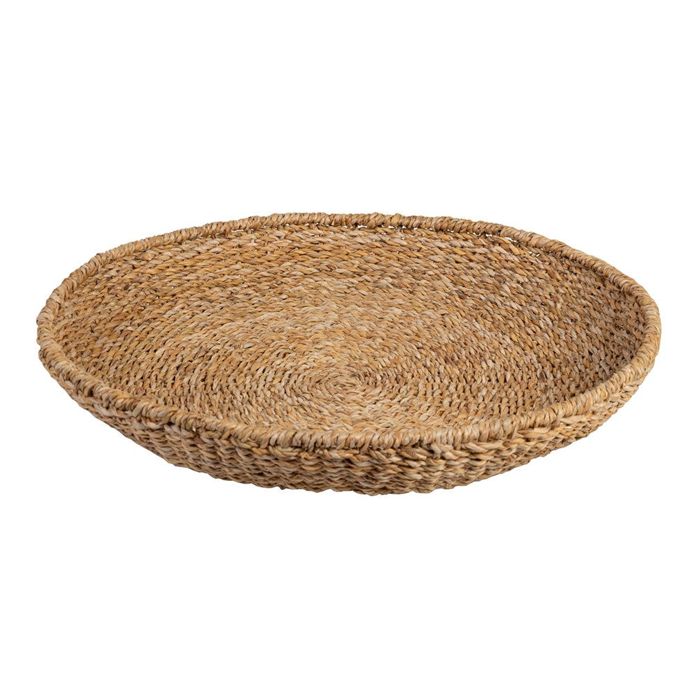 Linens & More round tray in natural seagrass