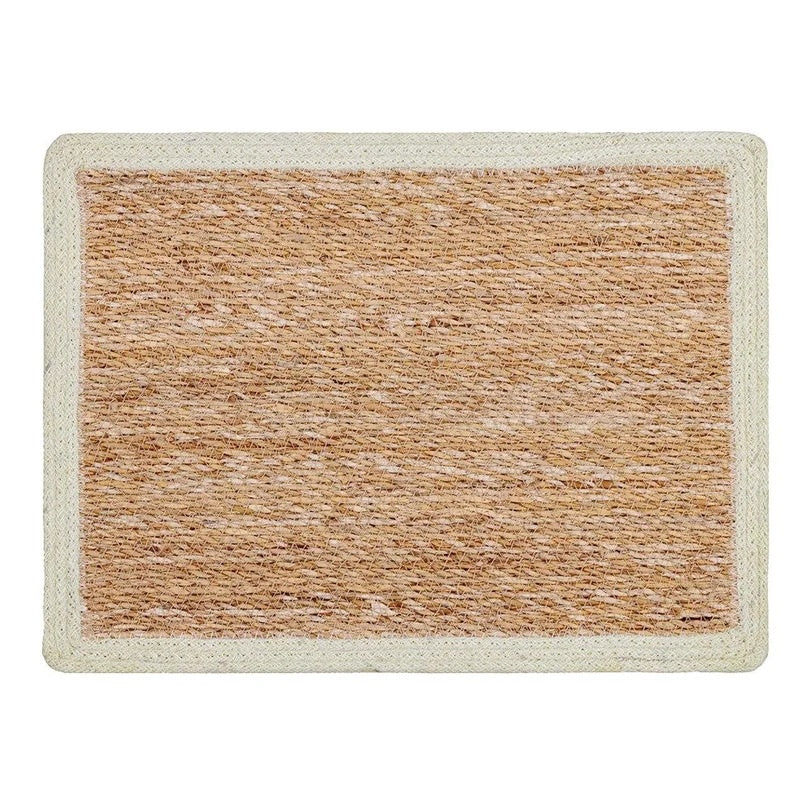 Seagrass/Jute Rectangle Placemat with White Border