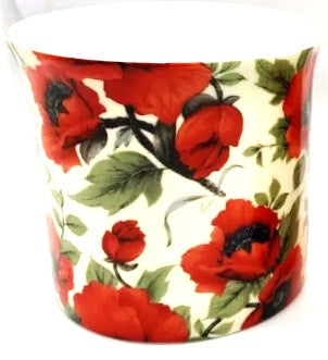 Heritage Princess mug in bone china with a Poppies design of red poppies and green leaves