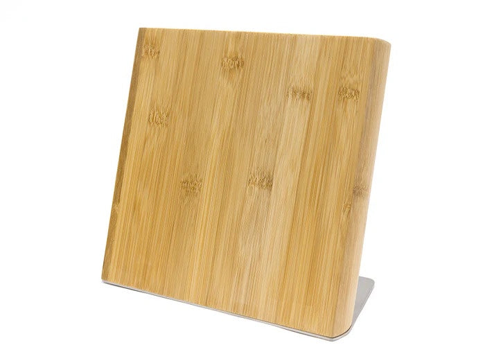 Icon Chef magnetic bamboo knife block, empty, standing upright