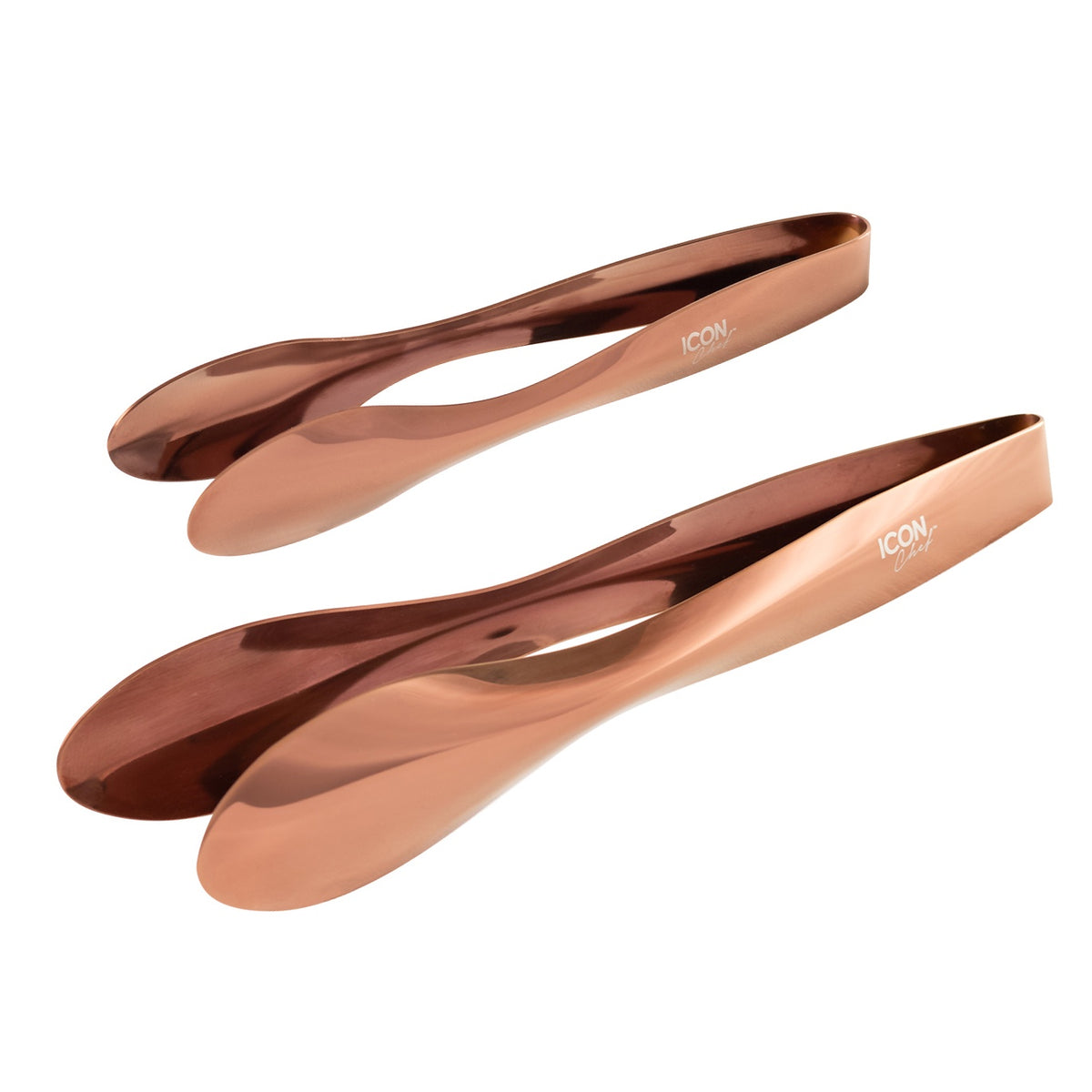 Icon Chef table tongs in rose gold, two pairs of stainless steel tongs