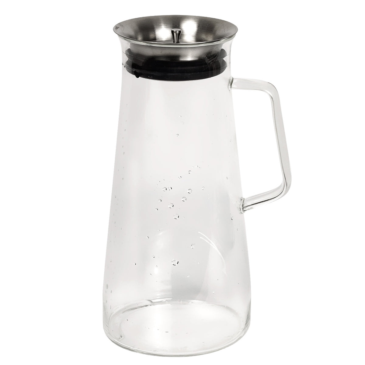 Icon Chef glass carafe, 1.5L, with a stainless steel lid and a handle
