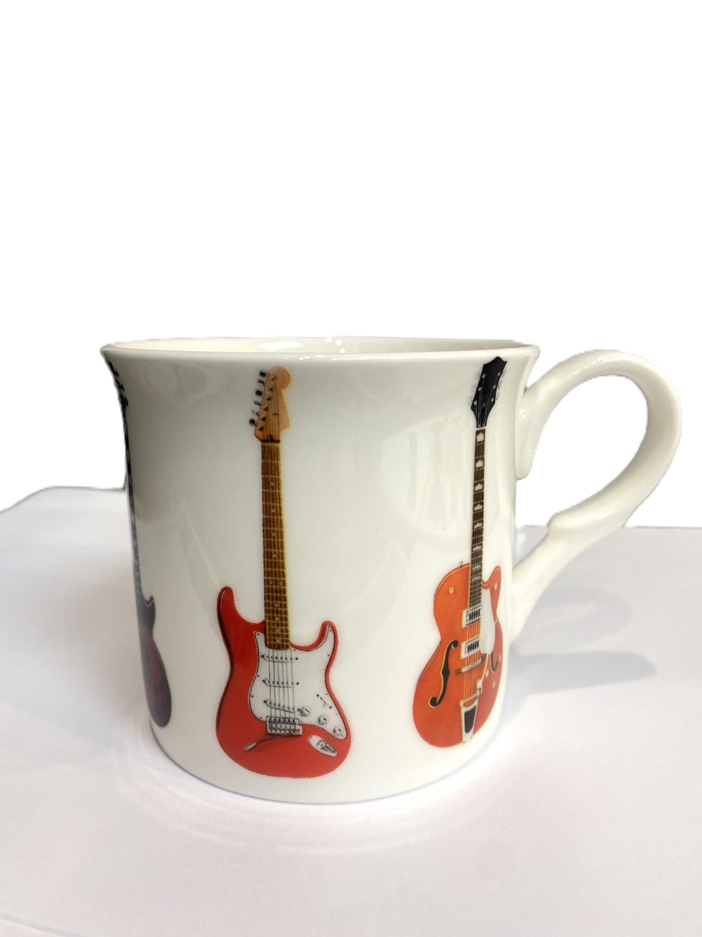 Heritage Palace Guitar mug with an illustrated electric guitar pattern
