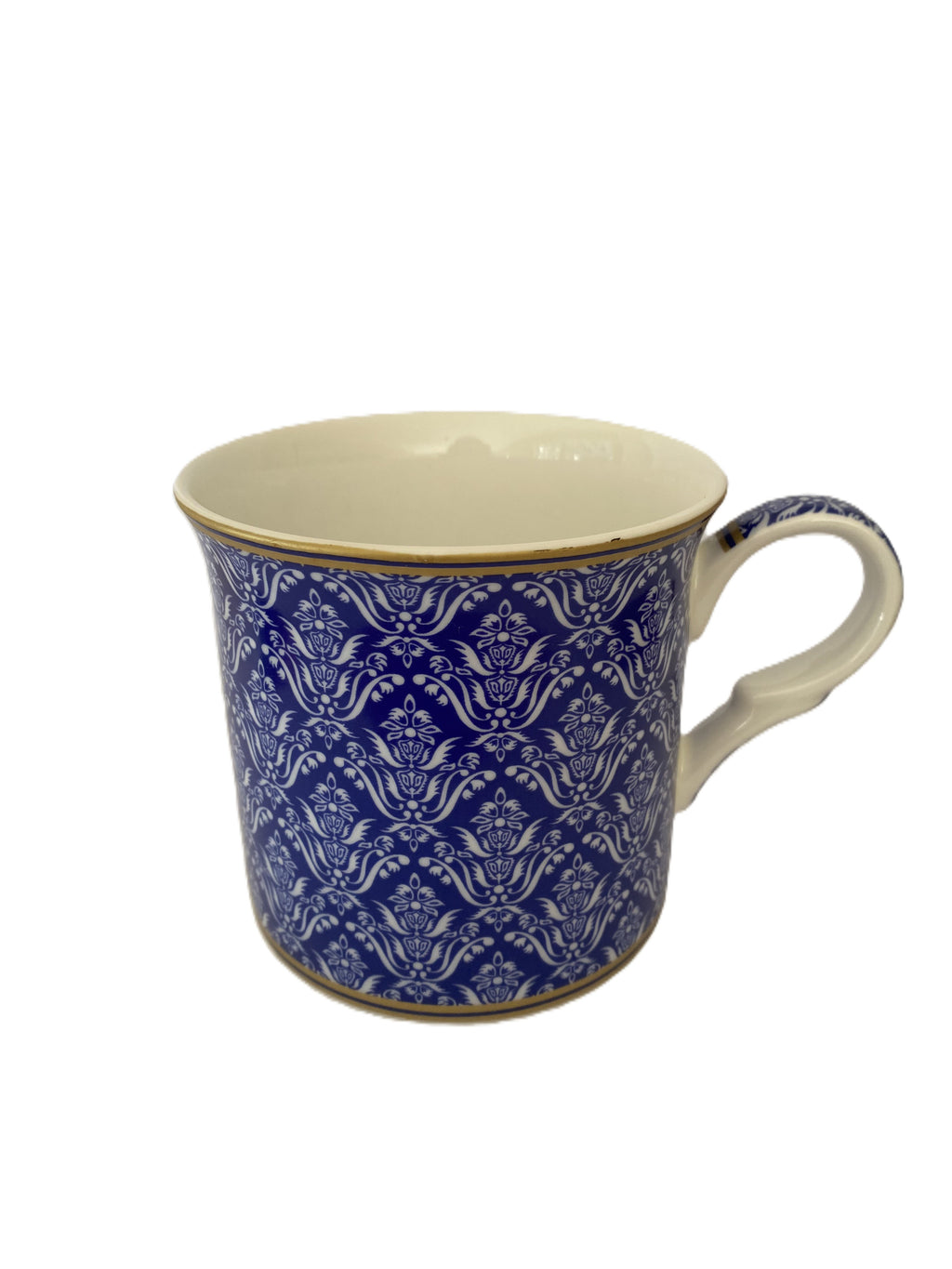 Heritage Princess Moroccan mug with a blue and white paisley pattern