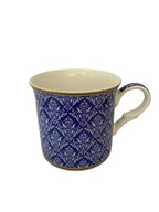 Heritage Princess Moroccan mug with a blue and white paisley pattern