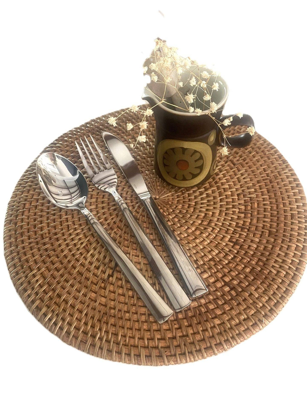 Natural Rattan Round Placemats - Brown