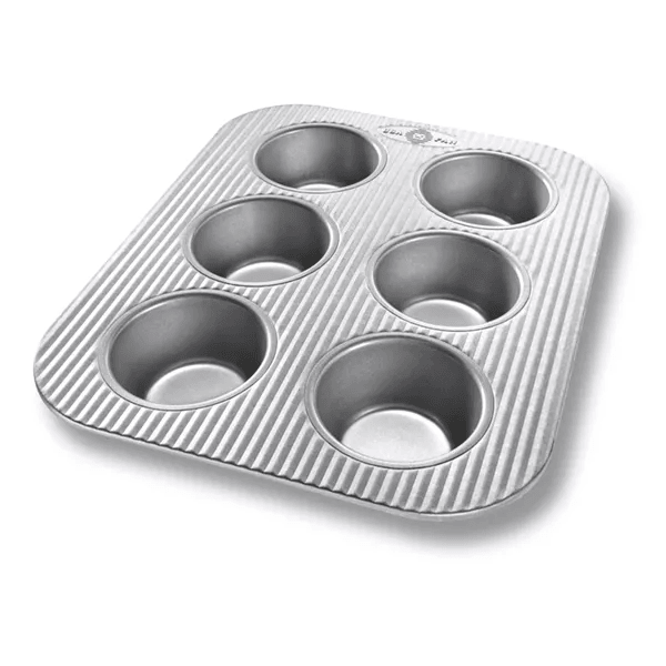 USA Pan 6 cup muffin pan in ridged aluminised steel