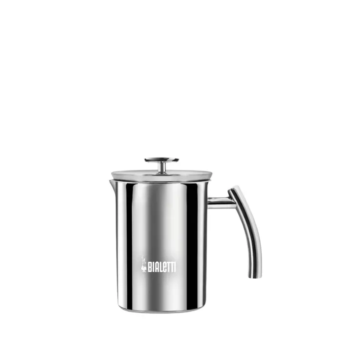 Bialetti Tuttocrema 330ml stainless steel induction milk frother with a lid and a handle