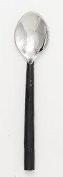 Salisbury Iron Sand condiment spoon with a steel bowl and a black handle