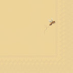 IHR luncheon napkin in golden yellow with a single small flying bee