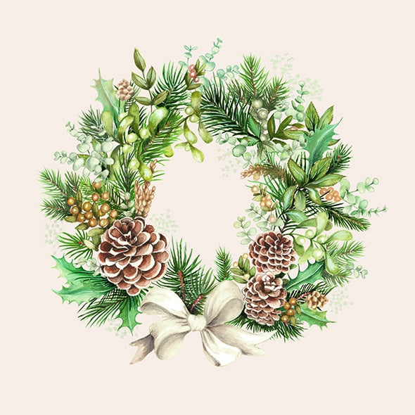 IHR Luncheon Christmas Wreath of The Forest Cream