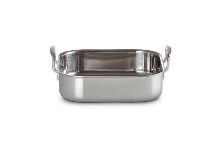 Le Creuset 3 ply 26cm square stainless steel roaster with two side handles