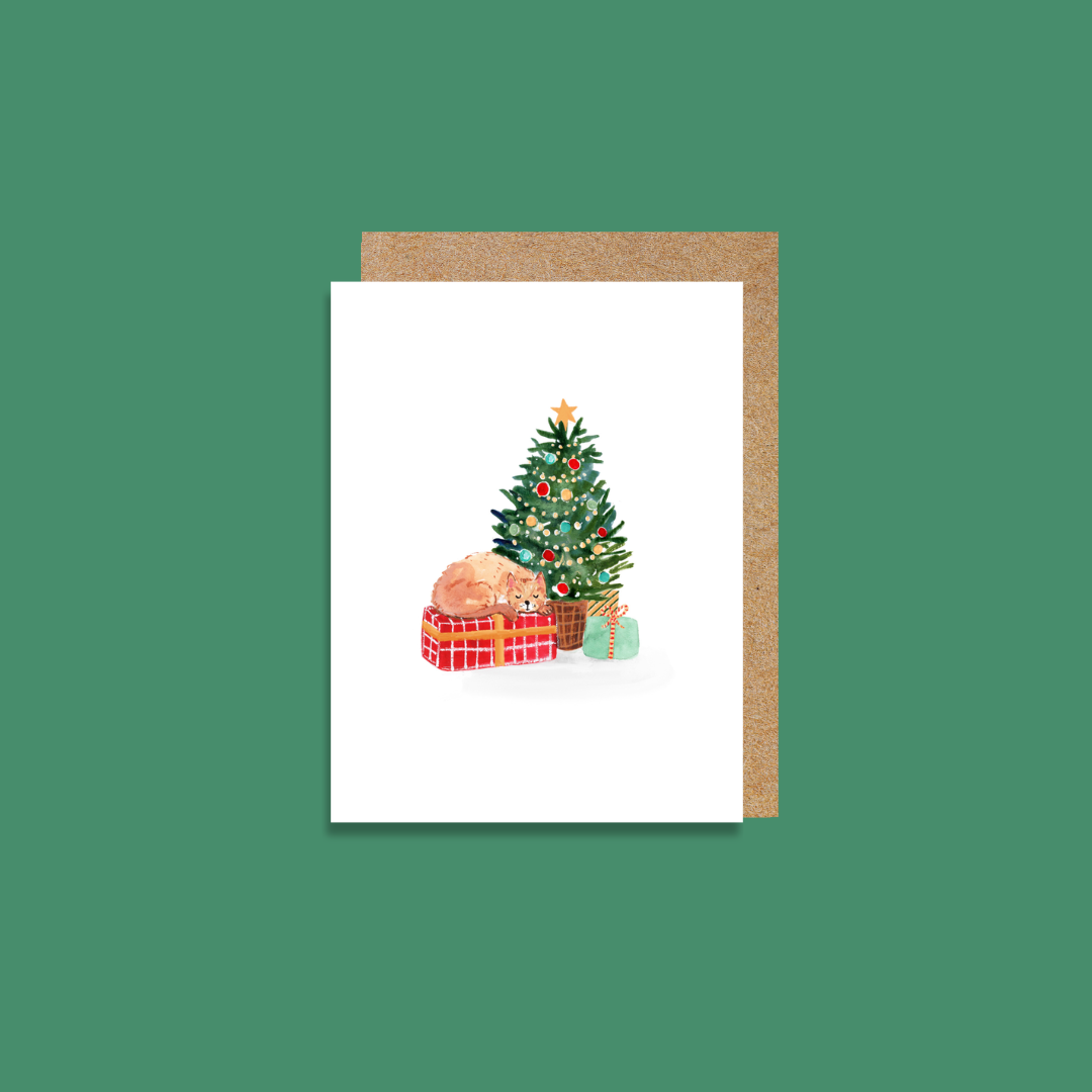 Christmas Card - Tree & Cat