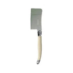 Uncle Zitos Laguiole cheese cleaver with an ivory handle and a steel blade
