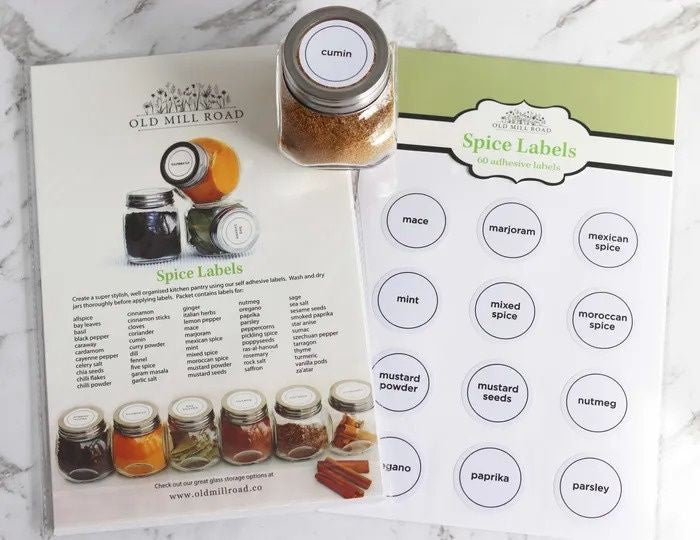 Old Mill Road Spice Jar Labels
