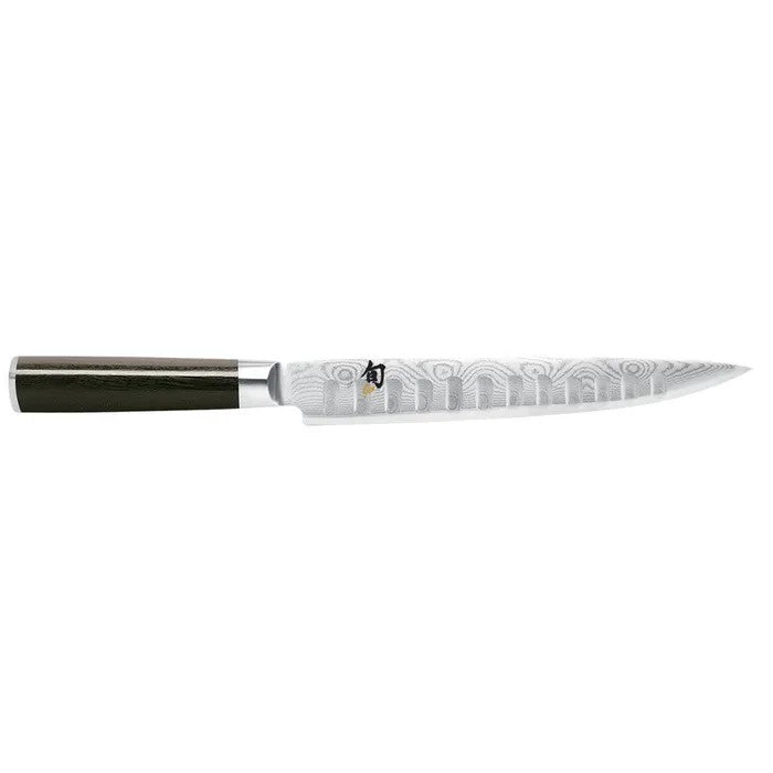 Kai Shun Classic Granton slicing knife, 23cm, with a Damascus blade and a dark handle