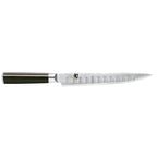 Kai Shun Classic Granton slicing knife, 23cm, with a Damascus blade and a dark handle