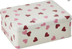 Emma Bridgewater deep rectangle bakery tin with a Pink Hearts design of red and pink hearts on cream