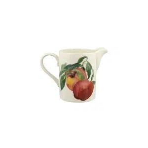 Emma Bridgewater Peaches medium straight jug with red and yellow peaches and green leaves