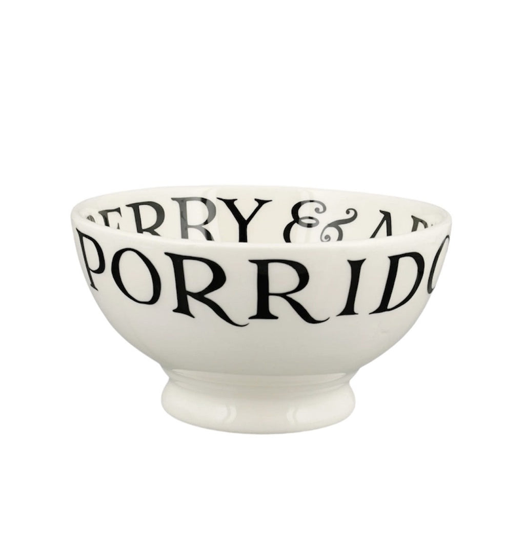 Emma Bridgewater Black Toast French bowl with Porridge lettering