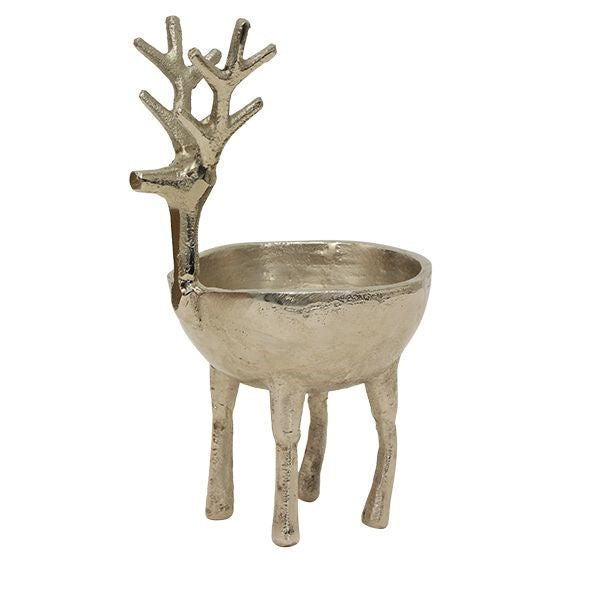 French Country Reindeer sweets bowl in gold with antlers and a rounded base