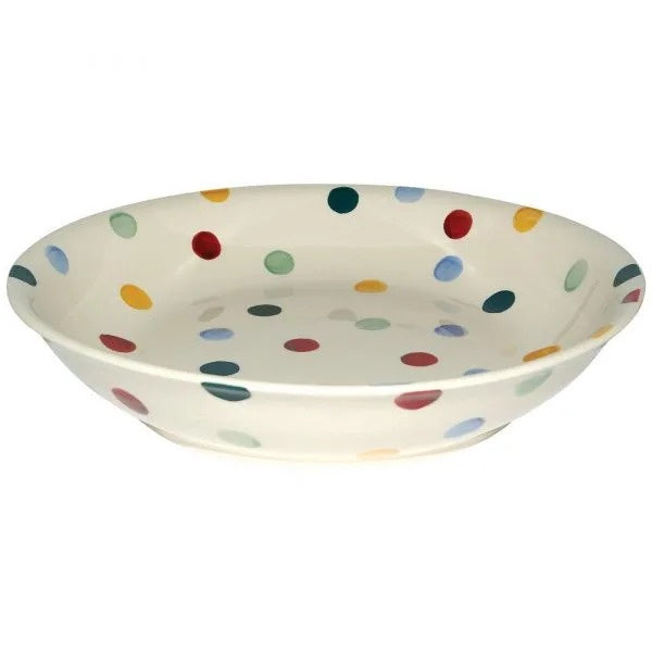 Emma Bridgewater Polka Dot medium pasta bowl with multicoloured spots on cream