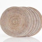 Natural Rattan Round Placemats - White