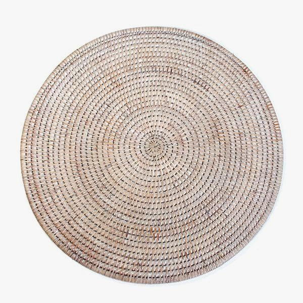 Barville natural rattan round placemat in white