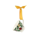 Emma Bridgewater Rosehip & Ivy tiny teacup decoration hung from a yellow ribbon