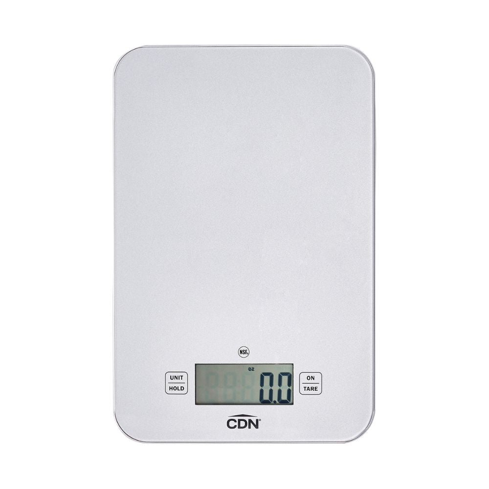 CDN USB digital glass scale, 7kg, in silver with an LCD display and two buttons
