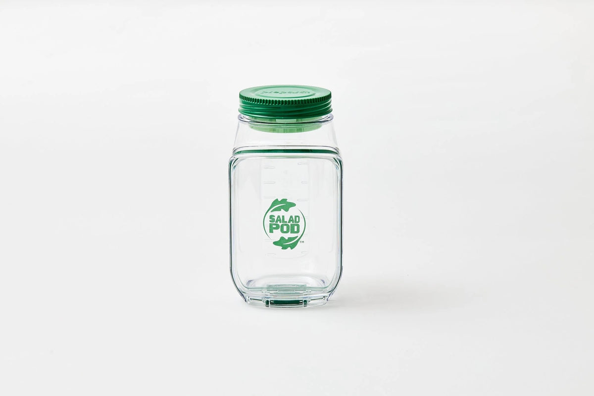 Prepara Salad Pod in green with a screw lid, shown with its retail label