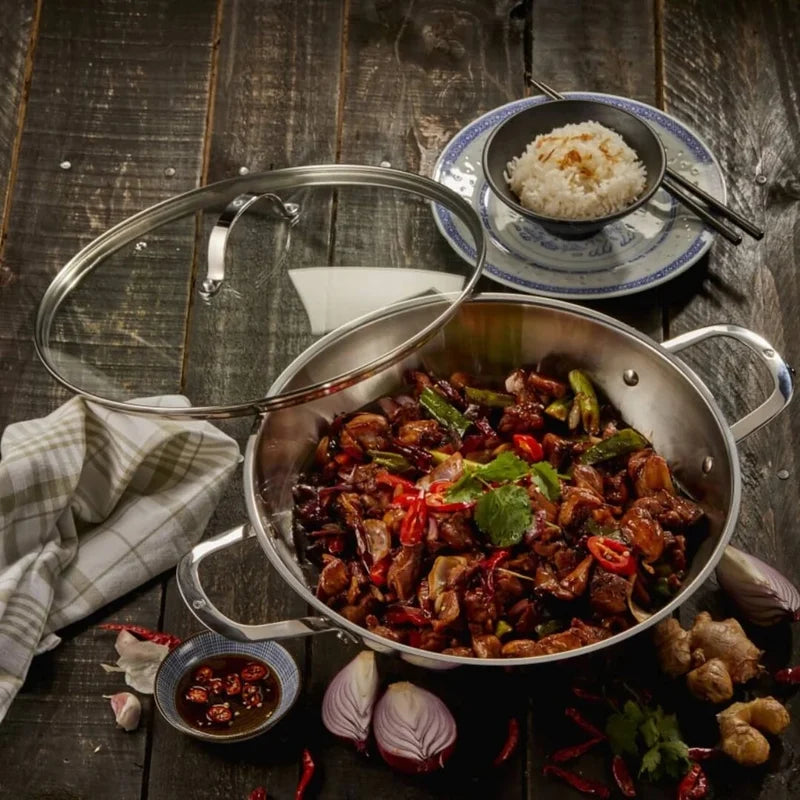 Swiss Diamond DLX Premium Steel Induction Wok - 32cm