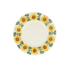 Emma Bridgewater Sunflower 8 1/2 inch plate with a border of sunflowers and green leaves