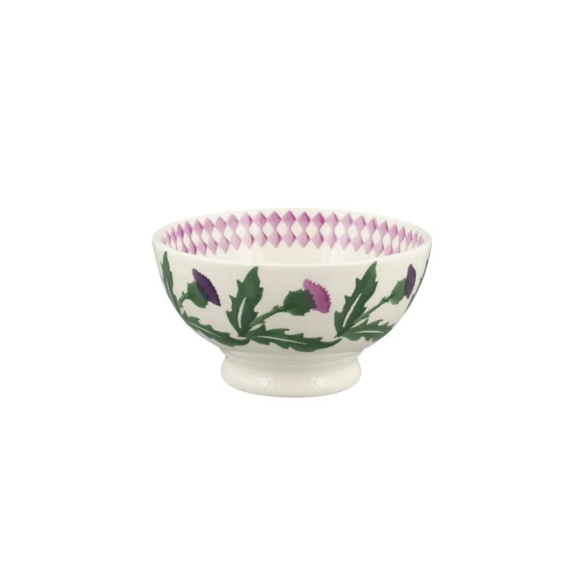 Emma Bridgewater Thistle French bowl with a purple thistle and dot border