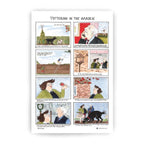 Samuel Lamont Tottering in the Garden tea towel with eight comic panels