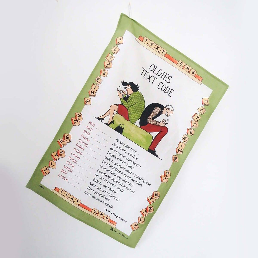 Samuel Lamont Tea Towel - Oldies Text Code
