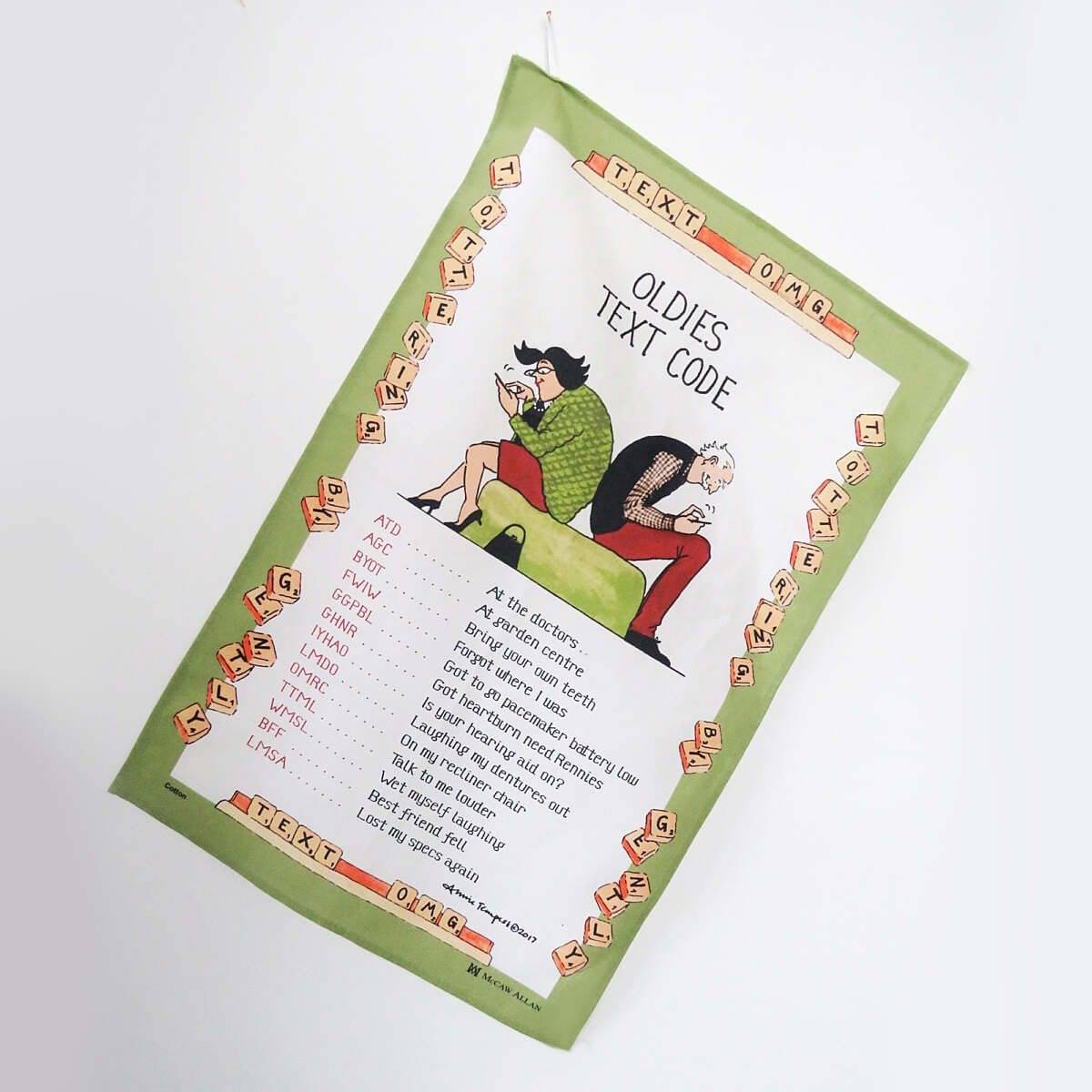 Samuel Lamont Tea Towel - Oldies Text Code