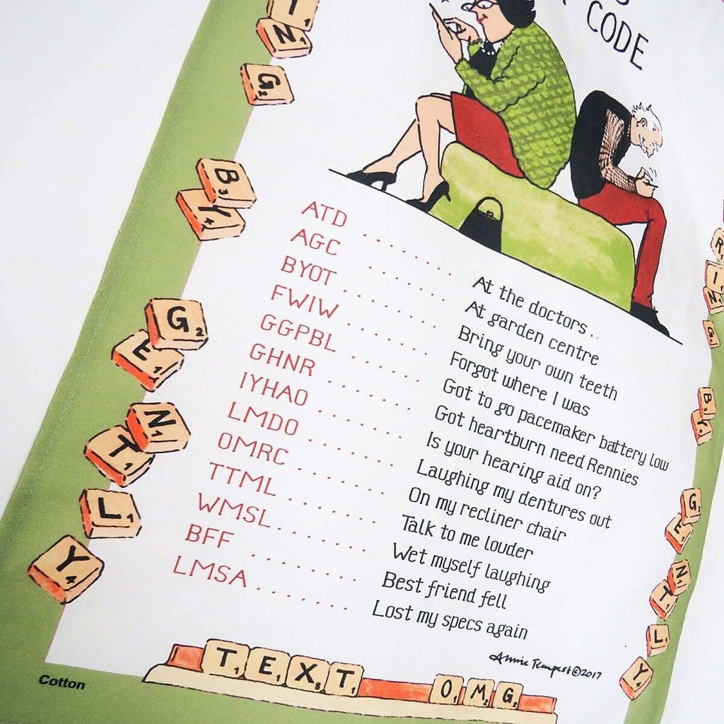 Samuel Lamont Tea Towel - Oldies Text Code