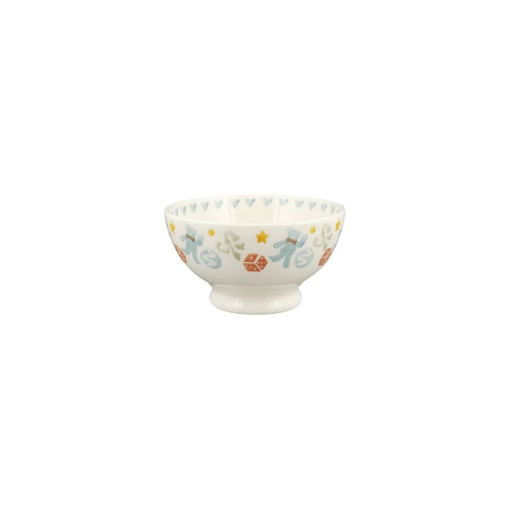 Emma Bridgewater Toy Box French bowl with a pattern of teddy bears, ribbons and stars