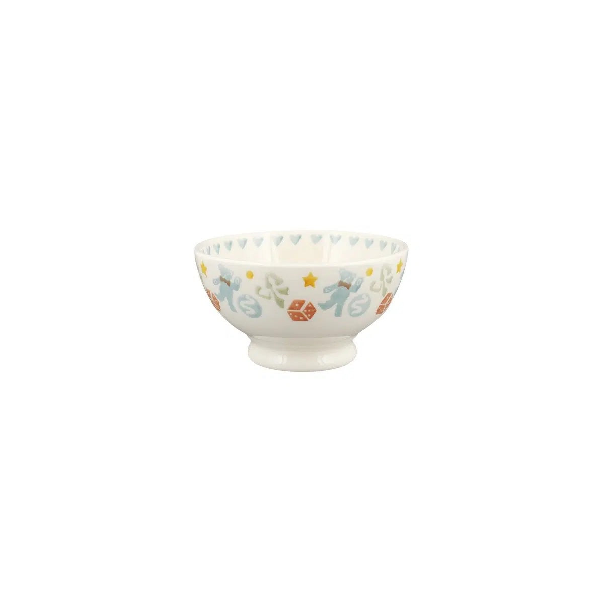 Emma Bridgewater Toy Box French bowl with a pattern of teddy bears, ribbons and stars