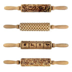 Uncle Zitos engraved rolling pins, a set of four with different embossed patterns