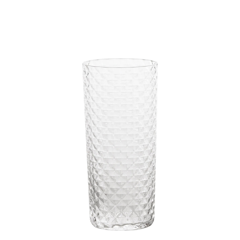 Zafferano Veneziano mixology highball tumbler in clear glass with a diamond pattern