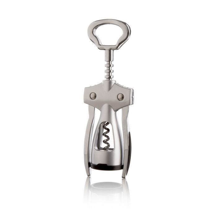 Vacu Vin winged corkscrew in stainless steel with a built-in bottle opener