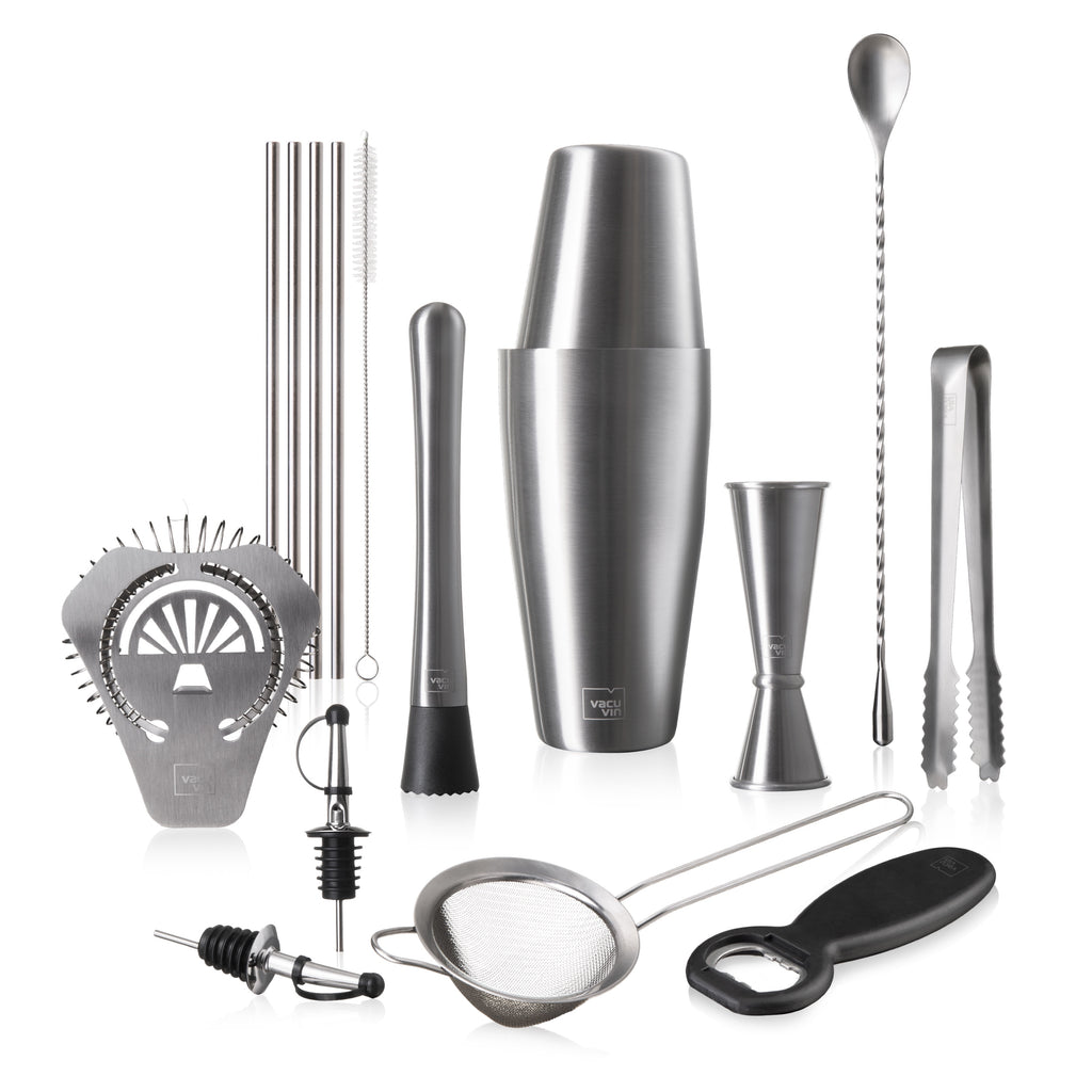Vacu Vin Mixologist cocktail set, 14 pieces in stainless steel and black
